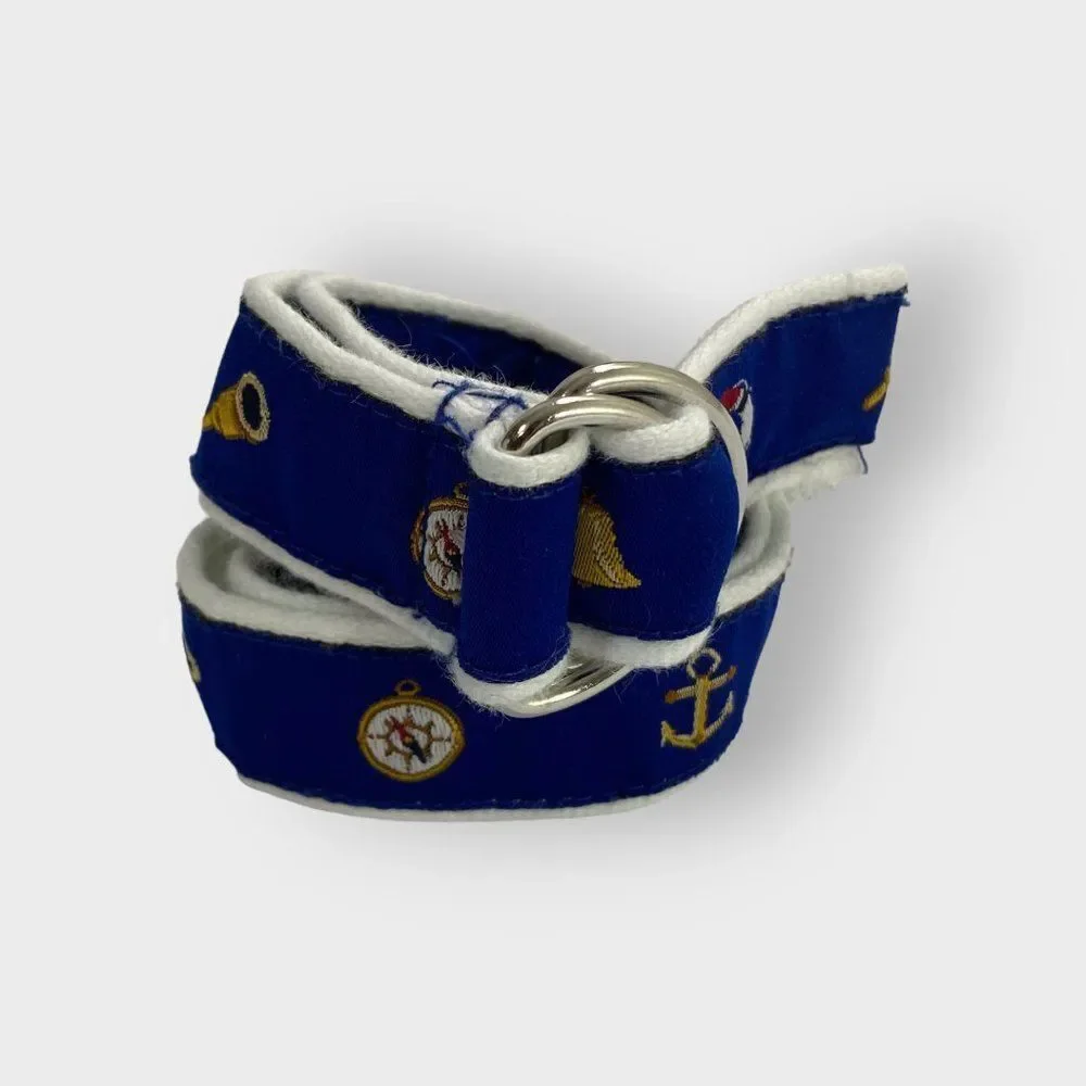 Ralph Lauren Baby Boys Embroidered Belt | 9 Months | Blue | Nautical | D Ring